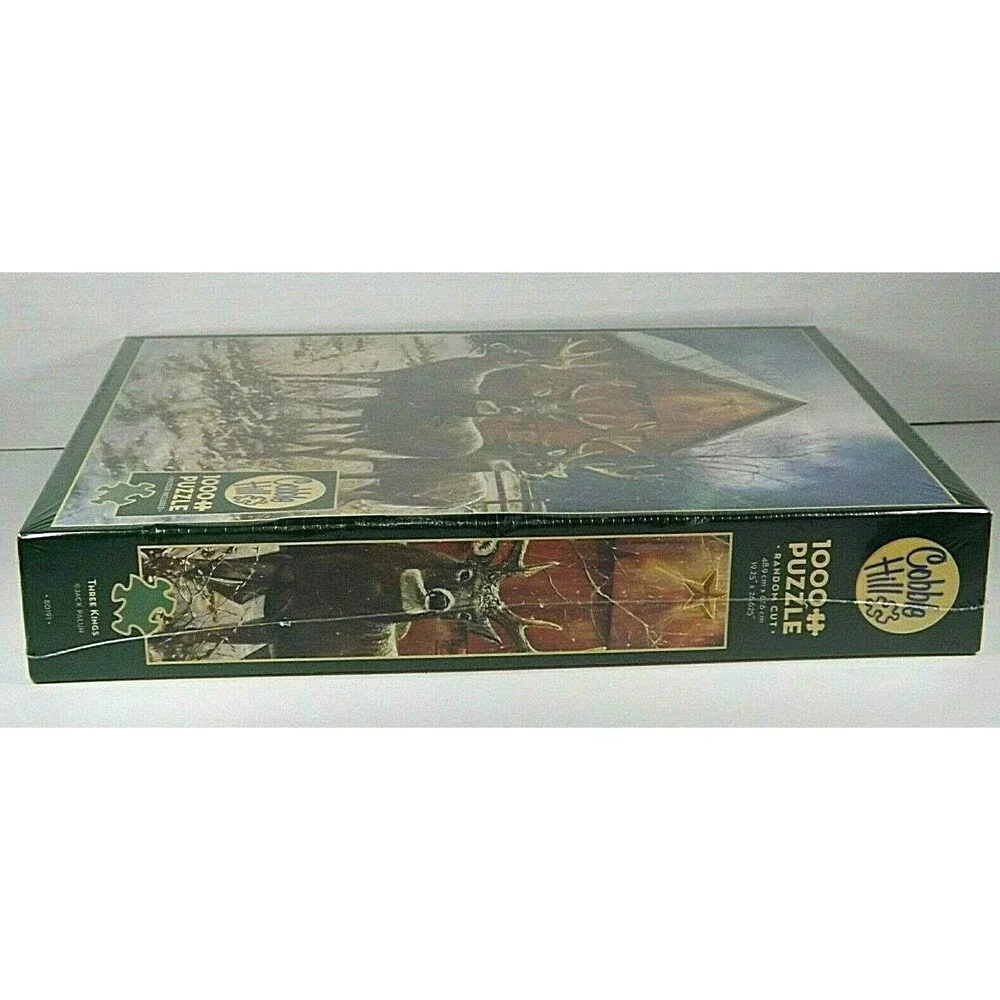 Cobble Hill Three Kings Puzzle Snow Barn Deer Winter 1000 Piece Poster New